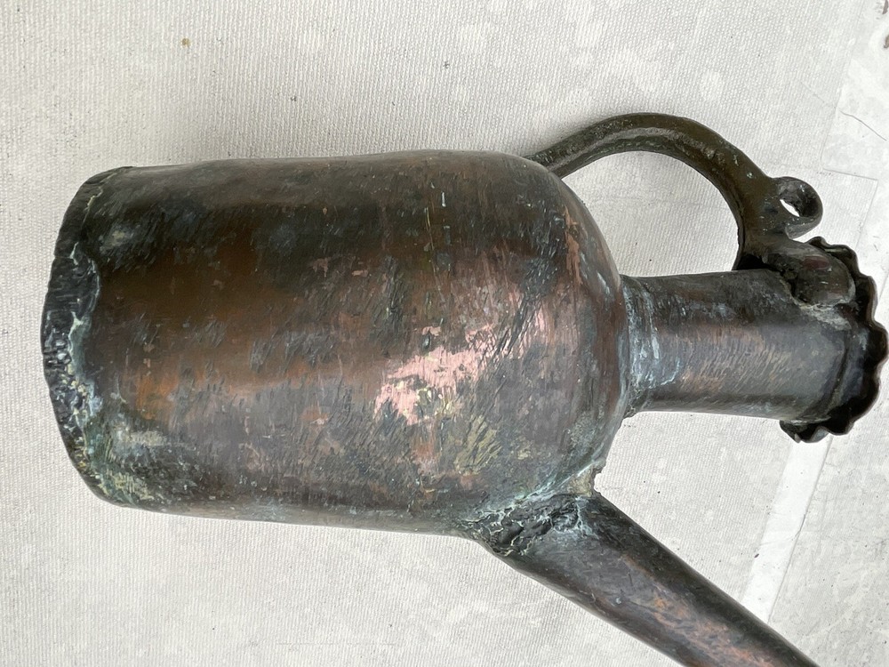 Antique Primitive Turkish? Copper and Bronze Handmade 10” Pitcher