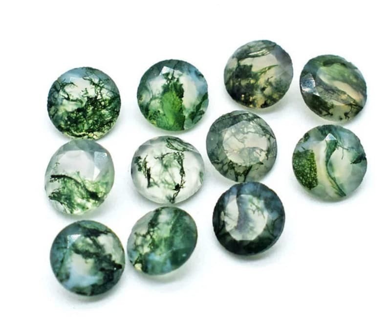 Natural Moss Tree Agate Round Faceted Cut 5mm To 20mm Loose Gemstone