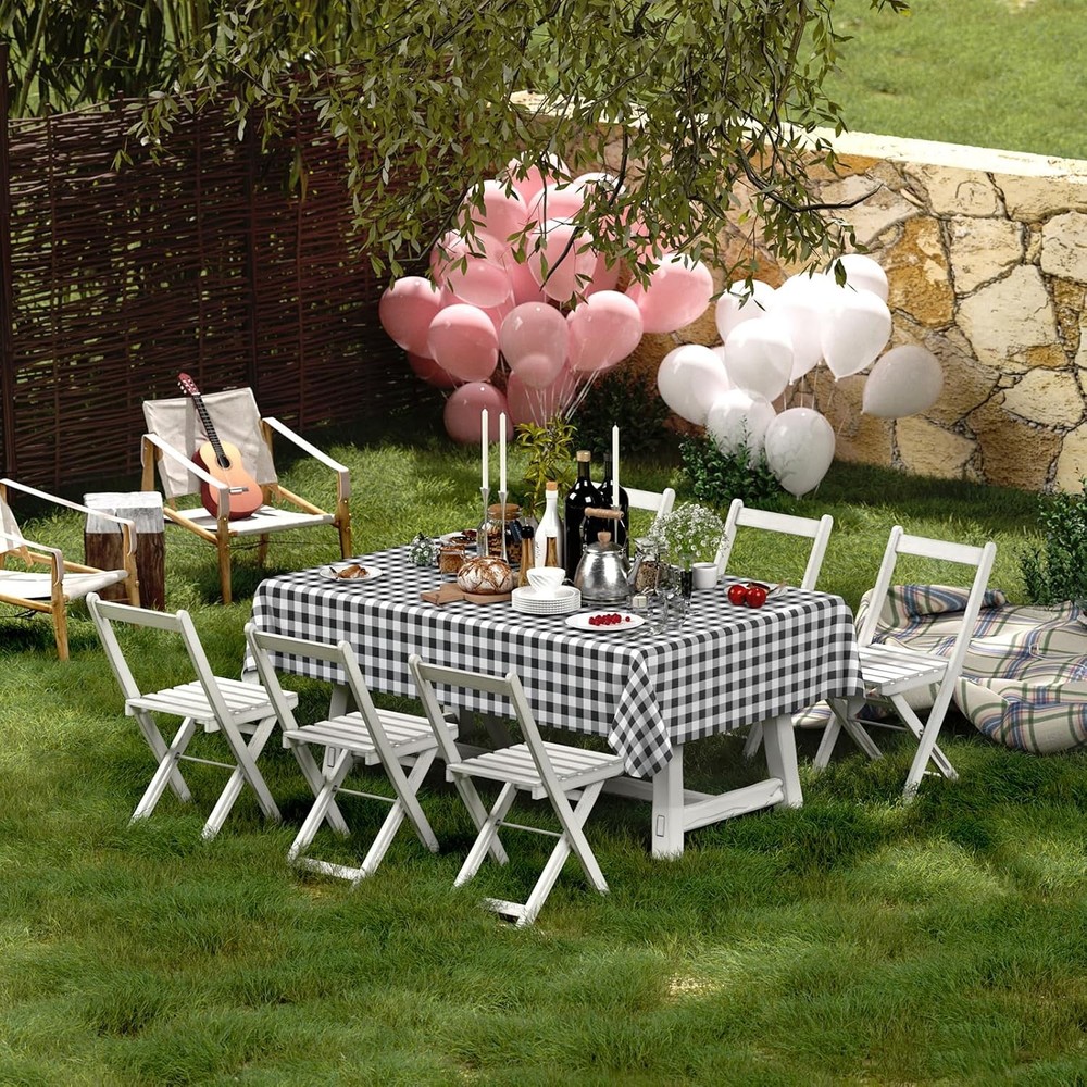 misaya Rectangle Waterproof Vinyl 84 x 60 (Rectangular), Black and White