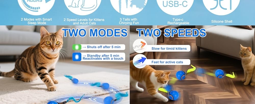 Interactive Cat Toy Ball - Automatic Interactive Cat Toys for