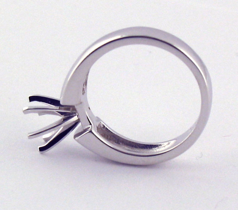 2Ct Solitaire Engagement Ring Mounting 14K solid White Gold Heavy Ring Setting