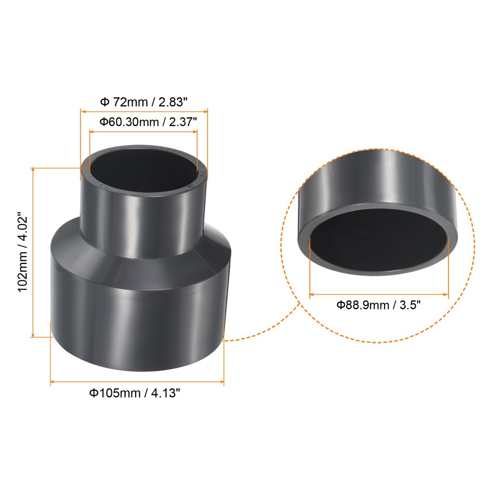 3"x2" SCH80 UPVC Reducer Pipe Fitting Straight Coupling Connector Grey