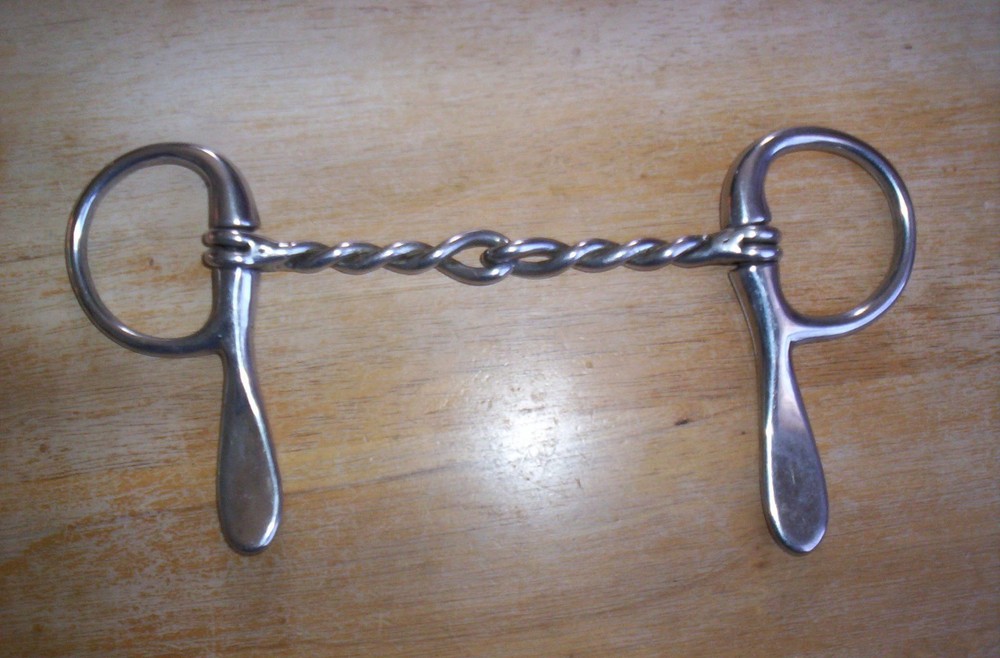 Used Stainless Half Spoon Cheek Snaffle Bit Twisted 5 1/2" Mouth