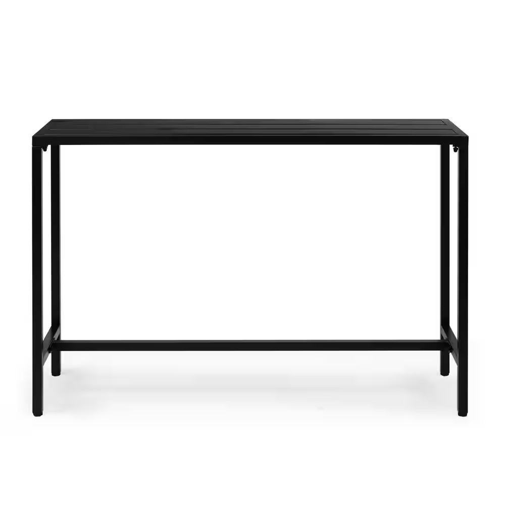 55 In. Rectangle Outdoor Bar Table with Adjustable Feet