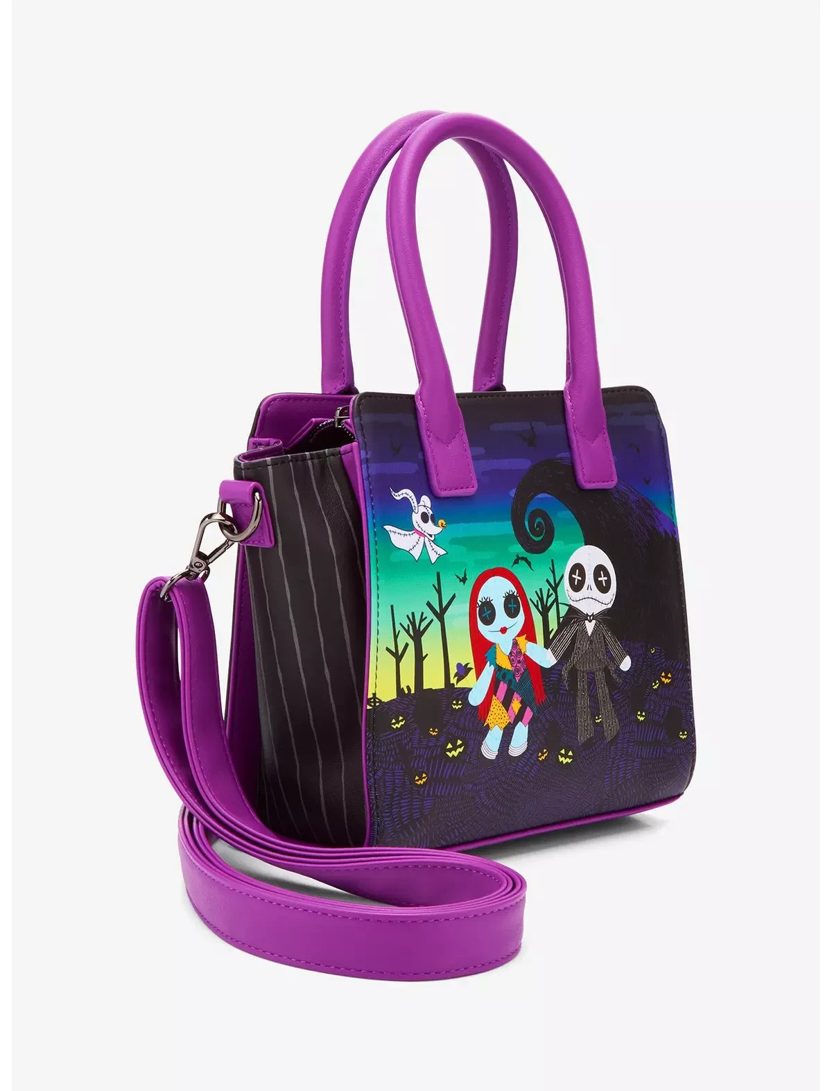 LOUNGEFLY DISNEY NIGHTMARE BEFORE CHRISTMAS MINI SATCHEL NW JACK & SALLY DOLLS
