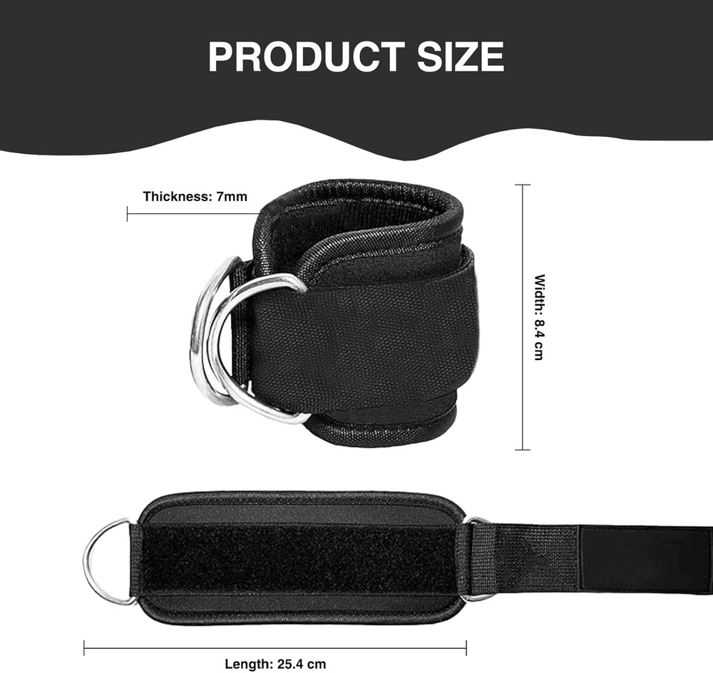 2Pcs Wrist Cuffs Lifting Straps D Ring Adjustable Gym Cable Machine Weight Strap