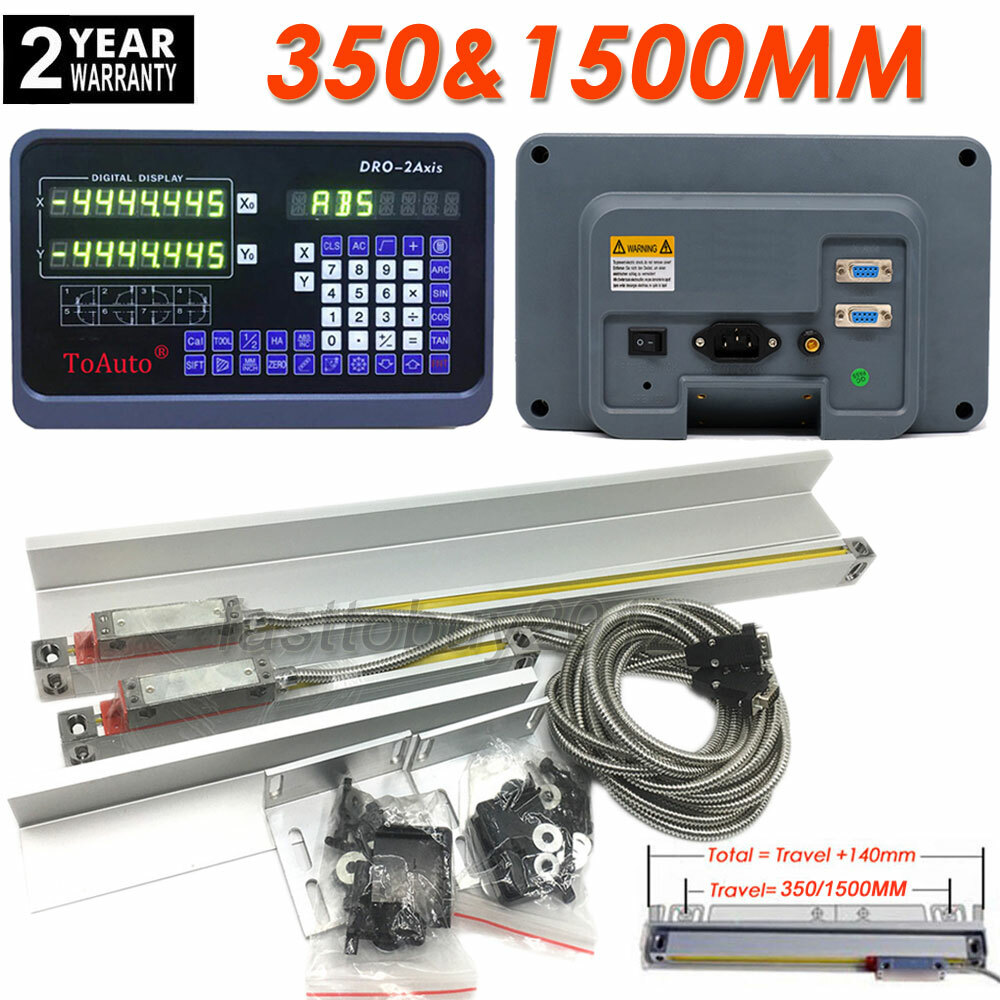 350&1500mm Precision 2 Axis Linear Glass Scale DRO Digital Readout Display Kit