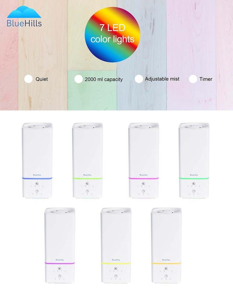 BlueHills 2000 ML Essential Oil Diffuser Humidifier Combo Square White Aroma