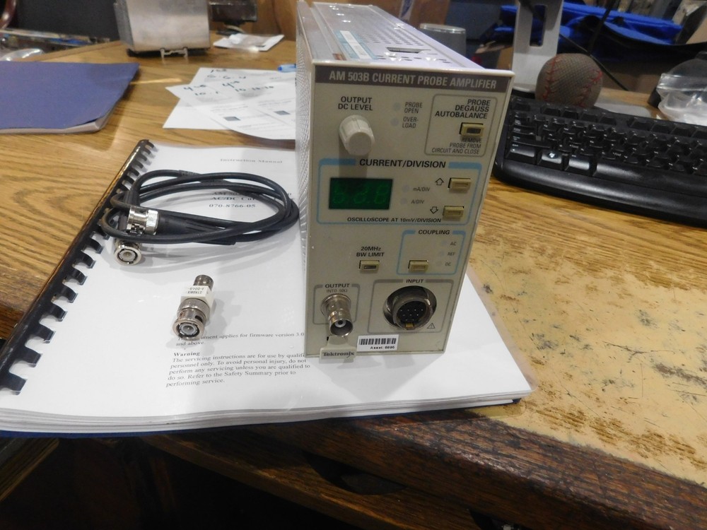 Tektronix Model AM 503B Current Probe Amplifier w/ Cable,  Manual &Termination