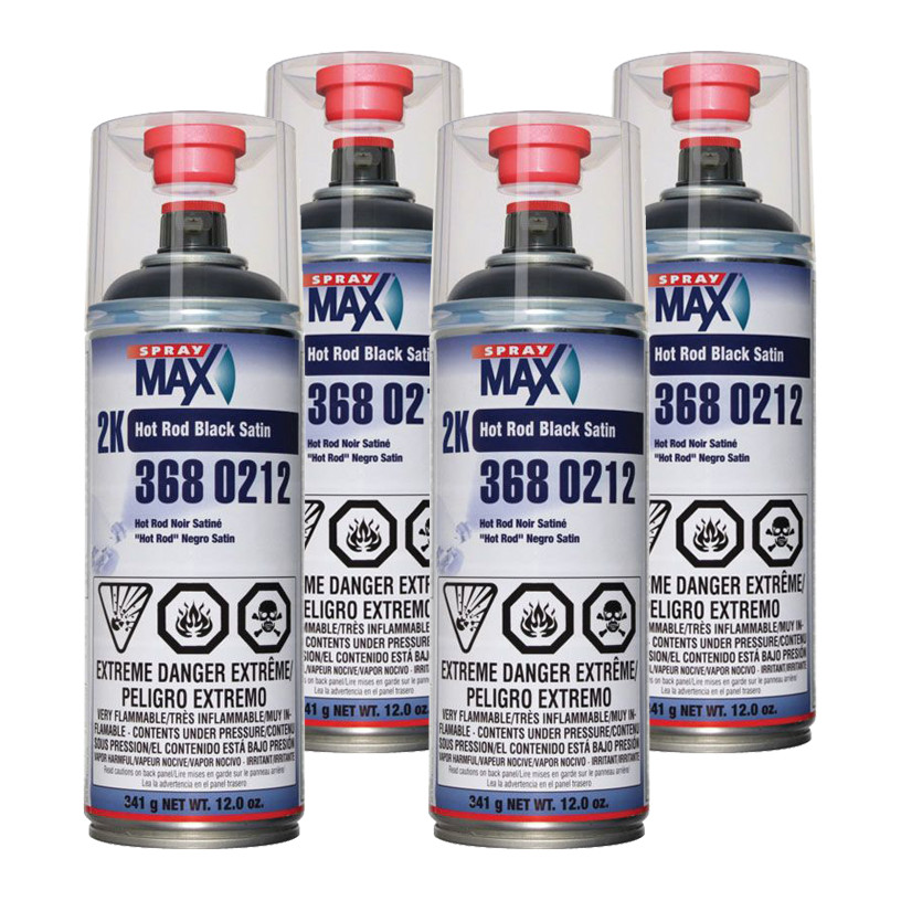 SprayMax 3680212 2K Hot Rod Satin Black Aerosol 12 oz. (4 Pack)