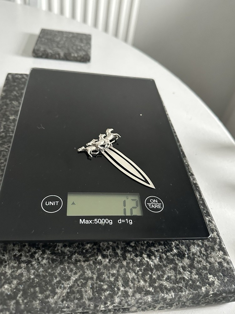 Vintage Solid Silver Bookmark Galloping Horses 925 Hallmark 12g