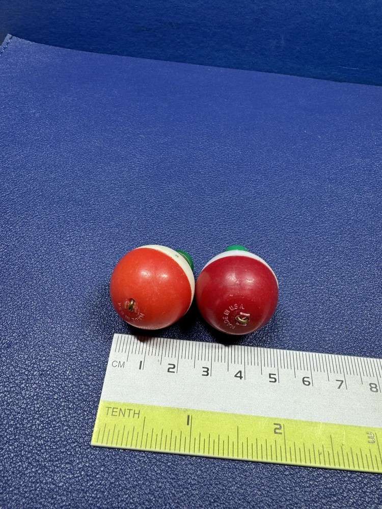 2 VTG Red&white Tip Action Bobber U S A