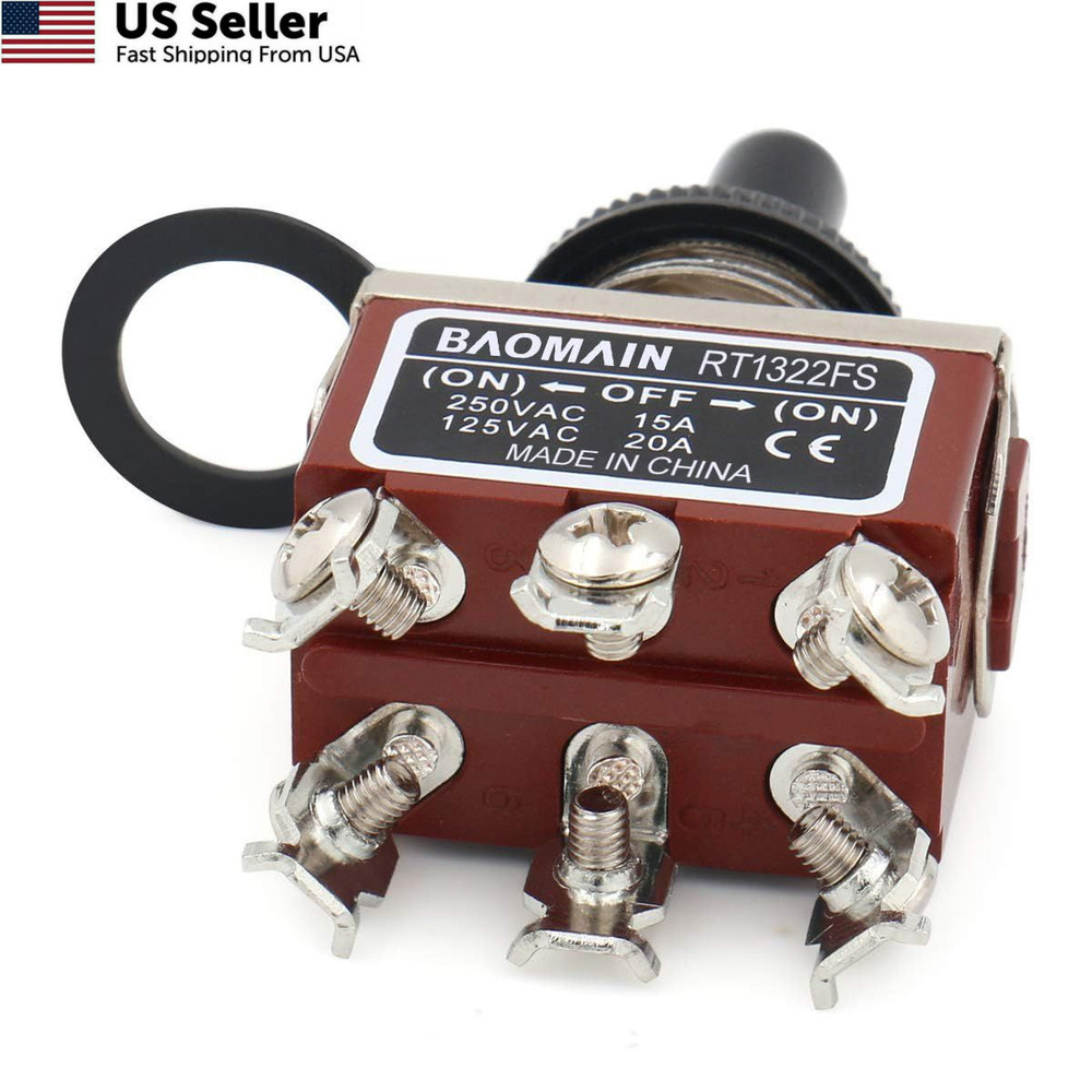 Baomain 1-Pack Waterproof Toggle Switch silvery,brown,black