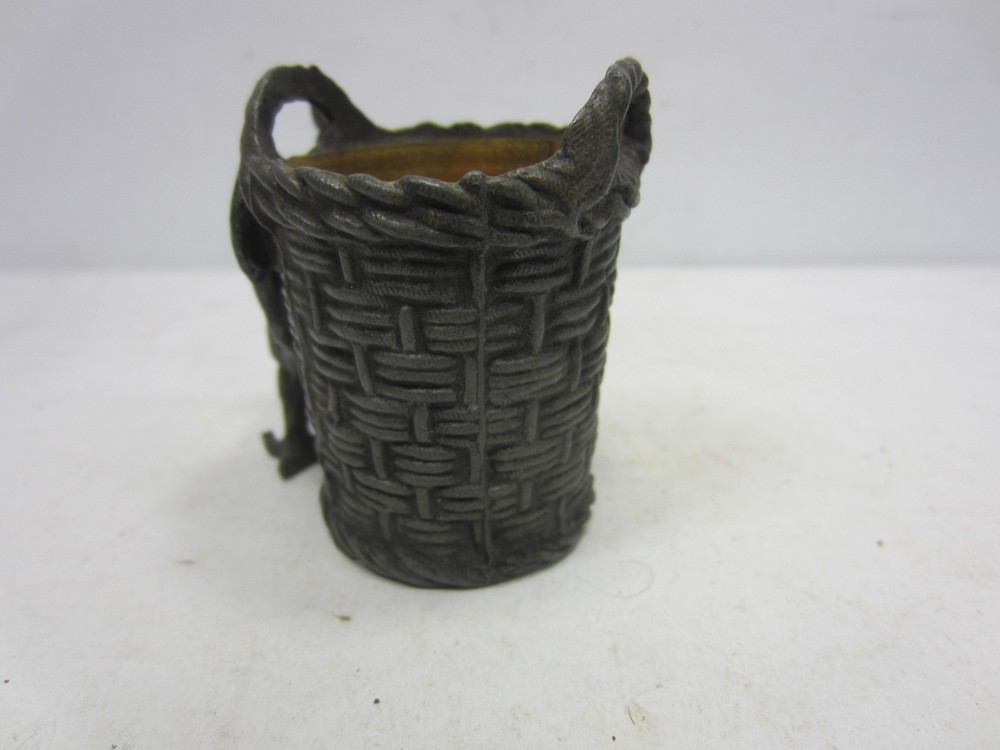 Antique Spelter Rooster Toothpick Holder with Basket