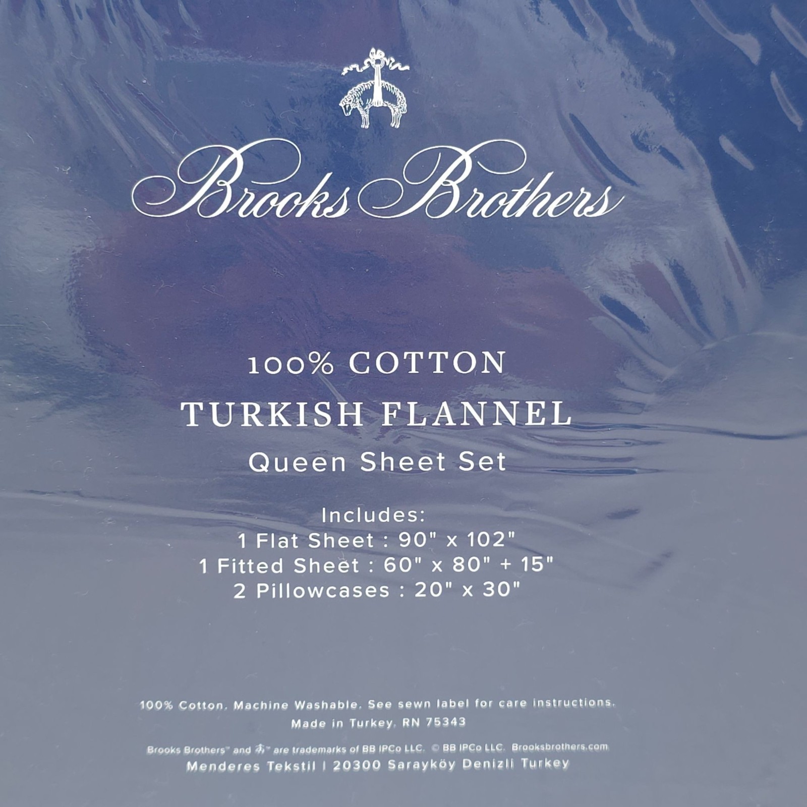 Brooks Brothers 100% Cotton Turkish Flannel Queen Sheet Set White