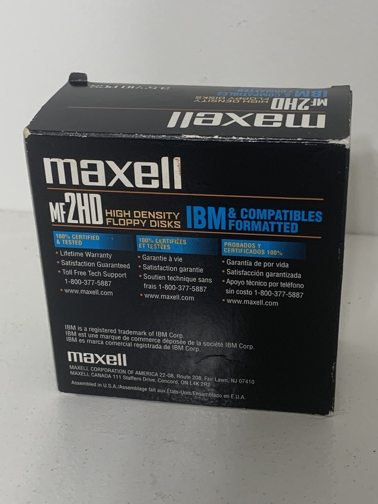Maxell MF 2HD IBM Formatted High Density Floppy Disk 9 Pack - NEW Open Box