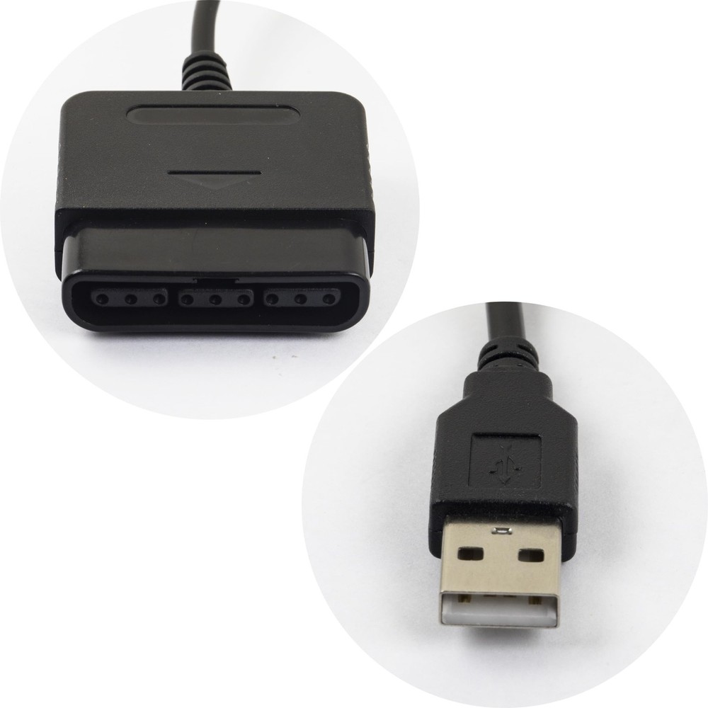 2 PCS PC USB To Wired Controller Adapter Converter Cable For PS2 PS3 10 Inch