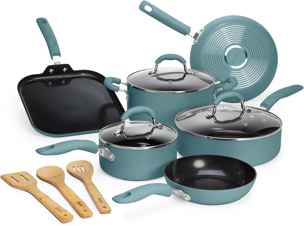 Ceramic Nonstick Pots and Pans Set, Ceramic Coating Made without PFOA, PTFE ...