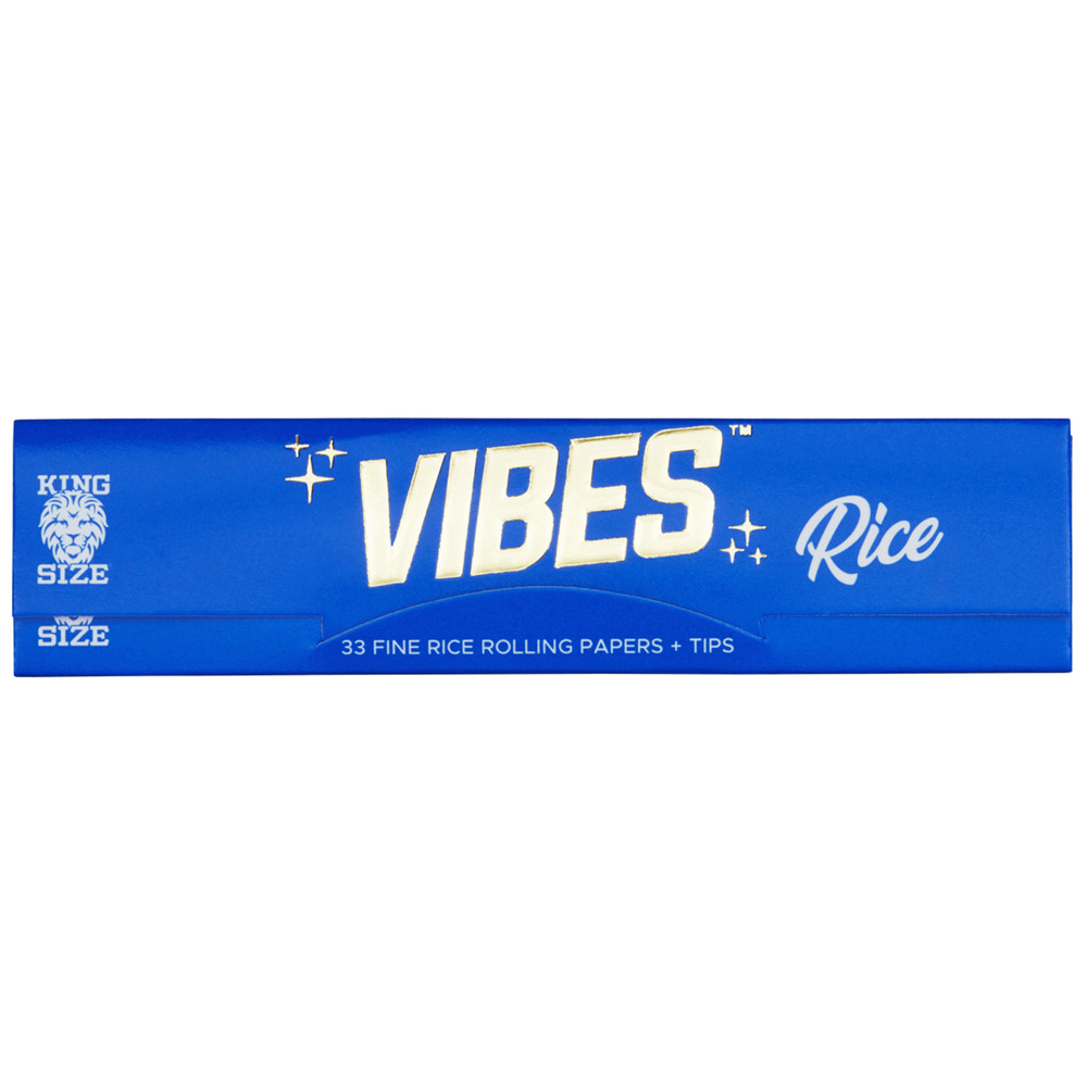 VIBES Rolling Papers - Rice + Tips (King Size) 5 Booklets, 33 Leaves Each