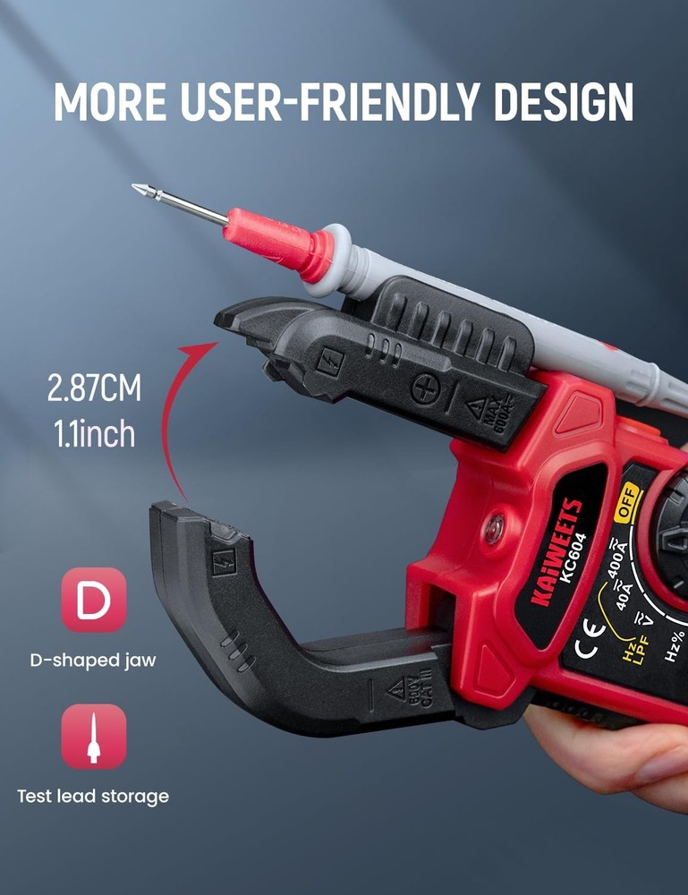 Digital Clamp Meter Multimeter with D-Shaped Jaw