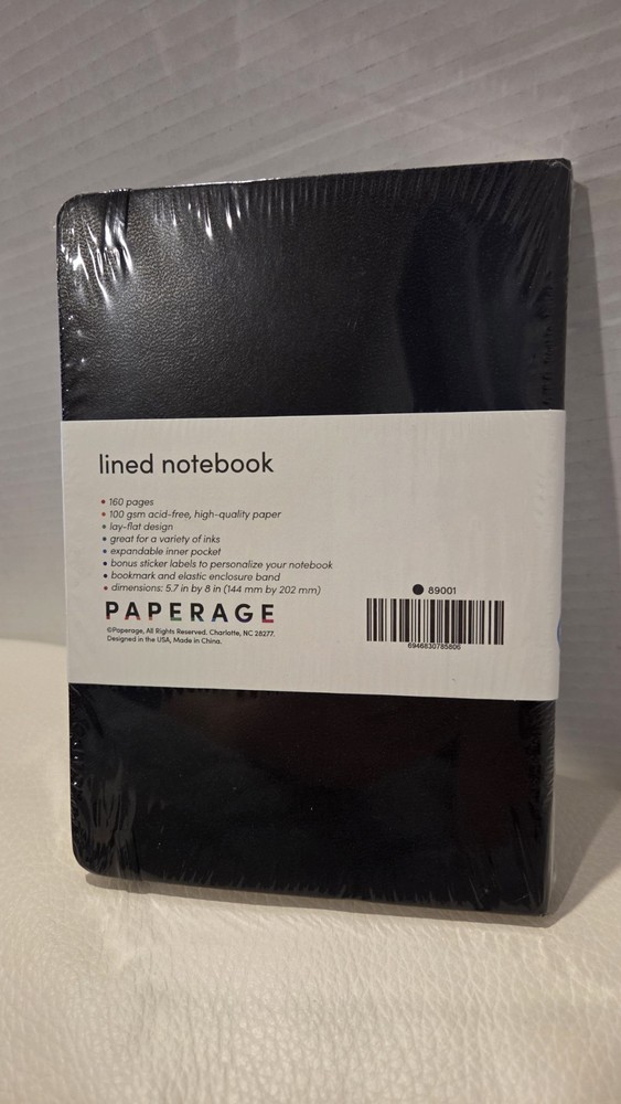 Paperage Lined Notebook Black Sealed