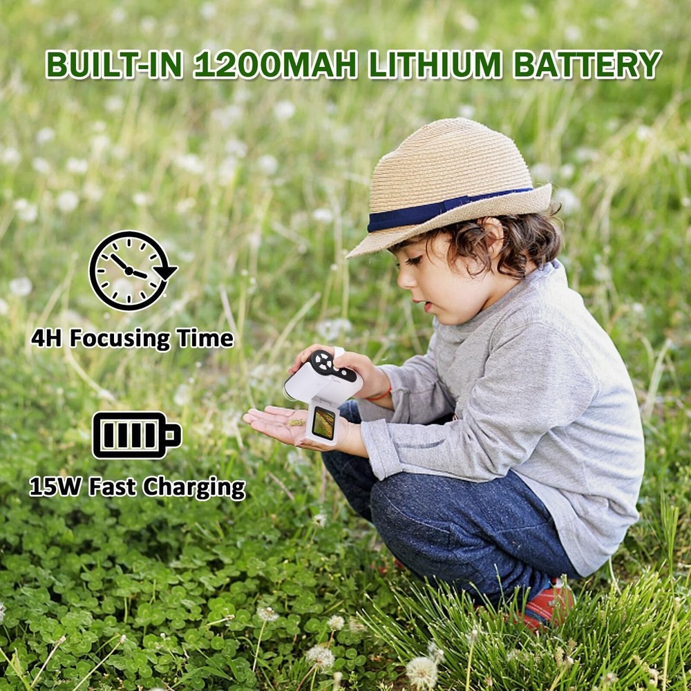 Microscope for Kids, 1000X Handheld Kids Microscope with 6 Adjustable LED Lig...