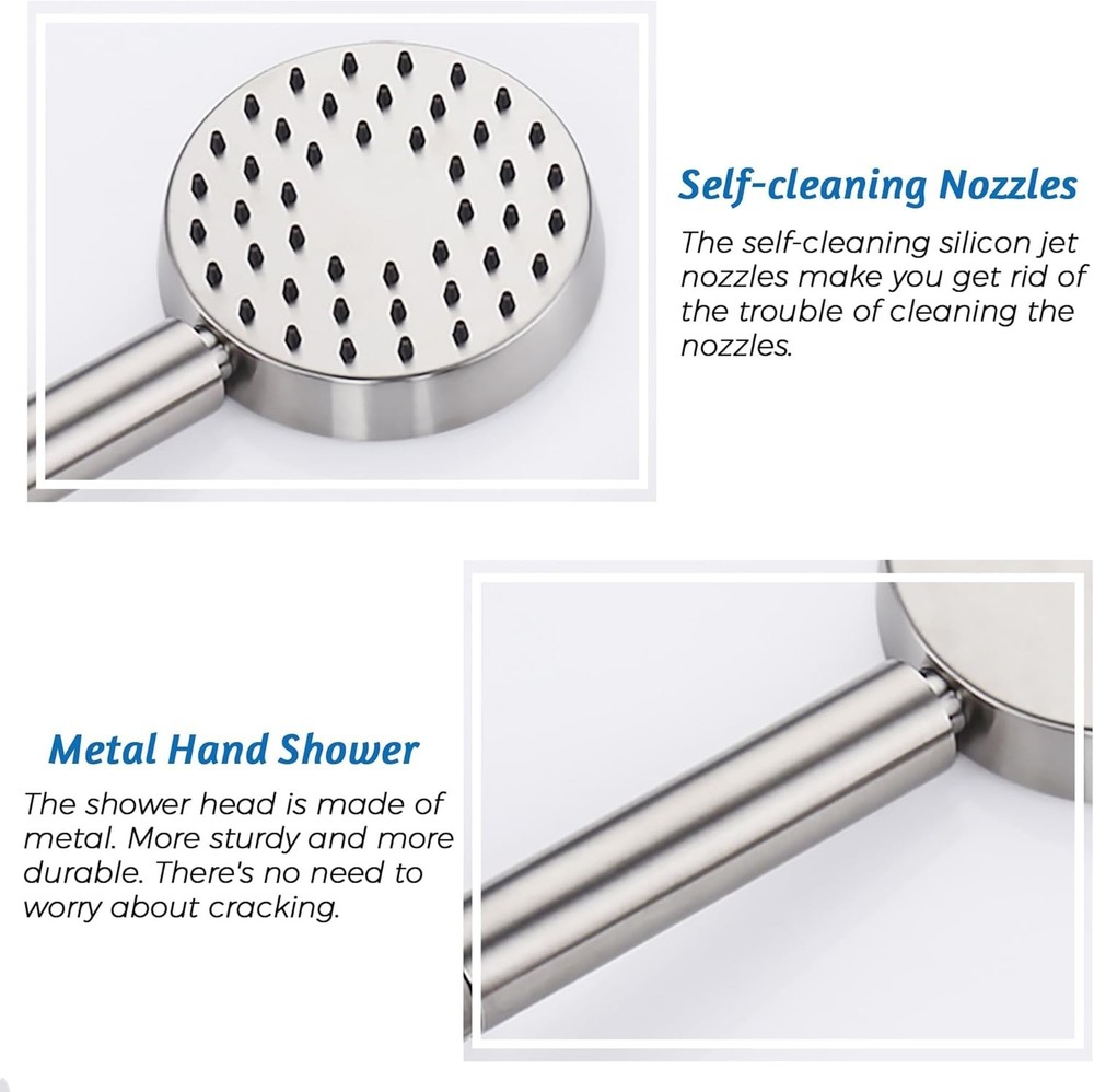G-Promise Solid Metal Brushed Nickel Handheld Shower Head With