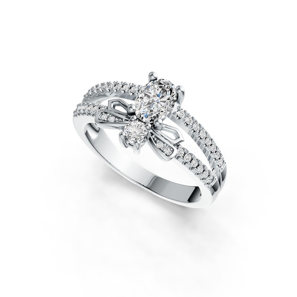 Sterling Silver Semi Mount Ring Setting Oval OV 7X5mm Split Shank Bug Theme