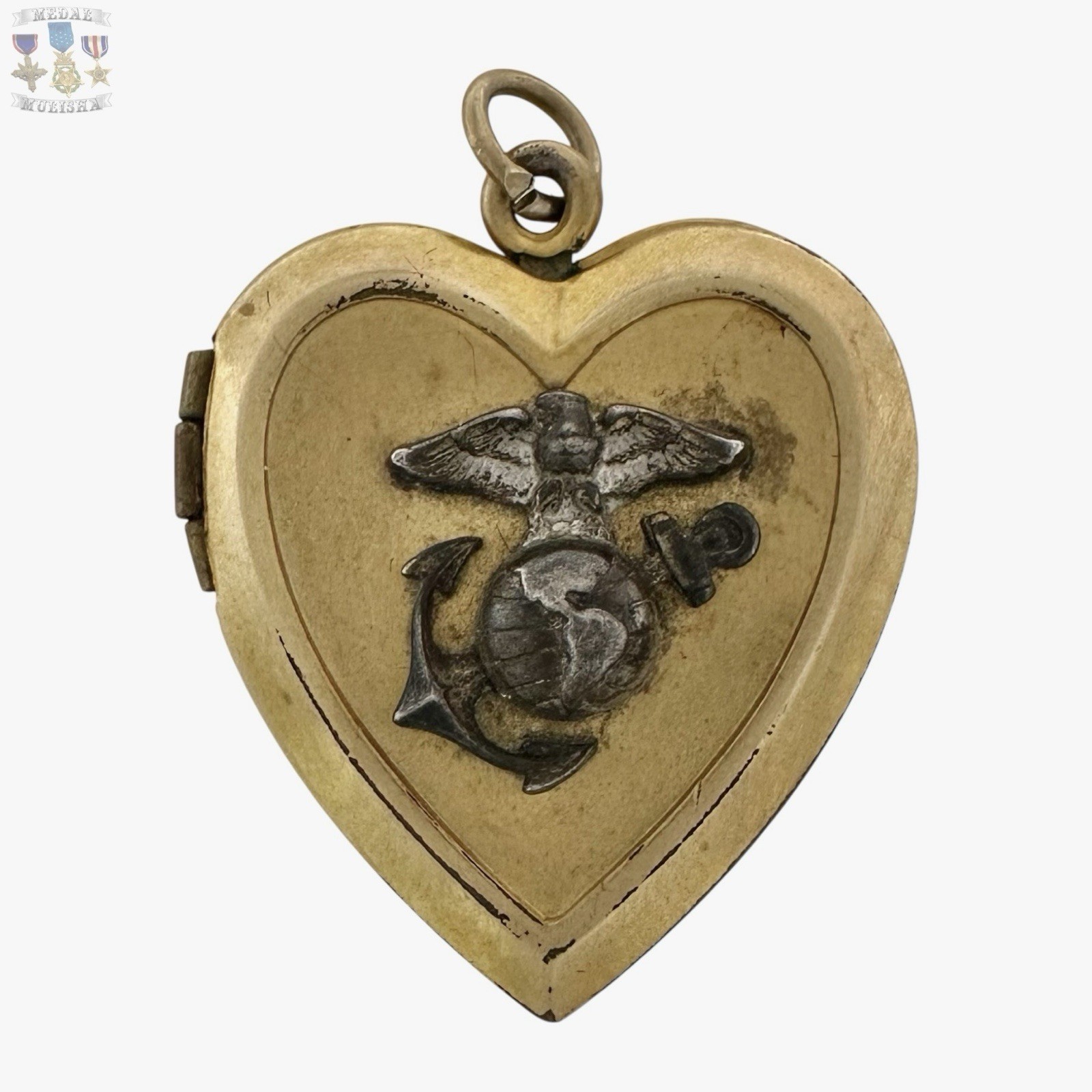 1/20 12K GOLD WWII MARINE CORPS EAGLE GLOBE ANCHOR INSIGNIA LOCKET SWEETHEART