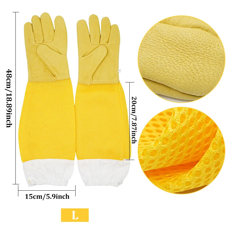 Beekeeper Gloves Protective Sleeves Ventilated Anti Bee for Beehive tools