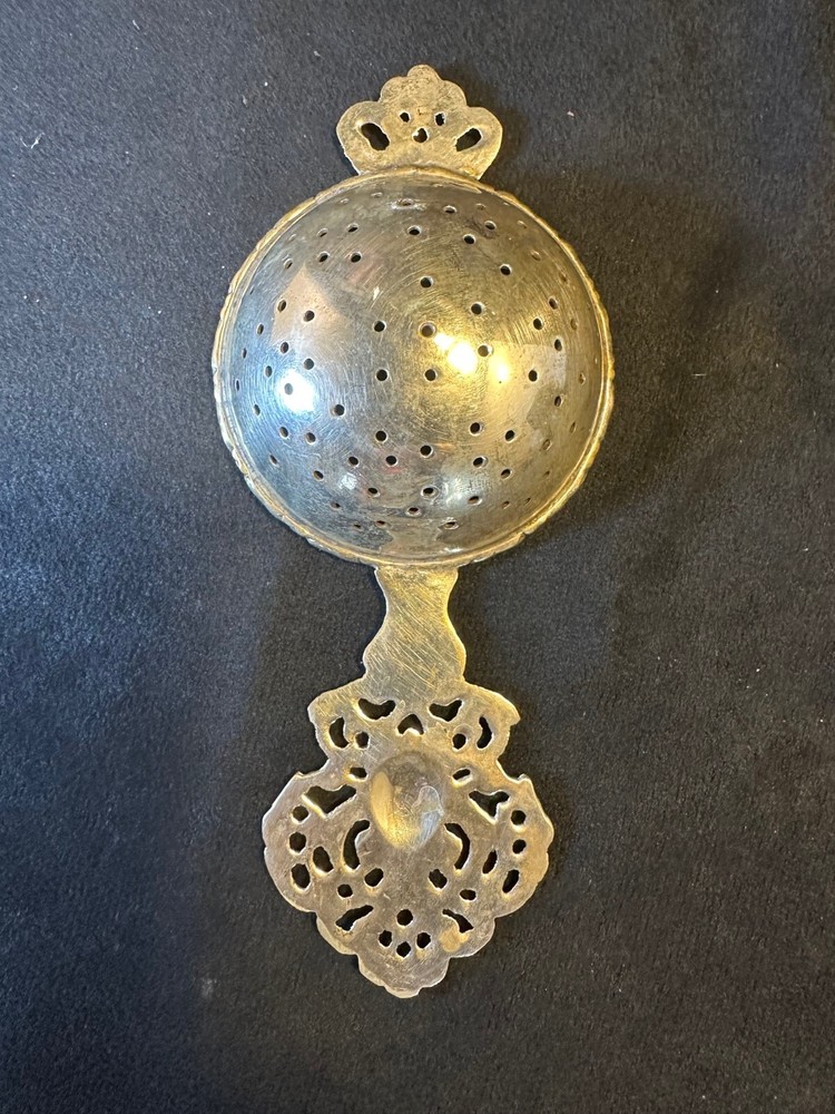 Antique Two Piece Silver Plate Teabag Strainer