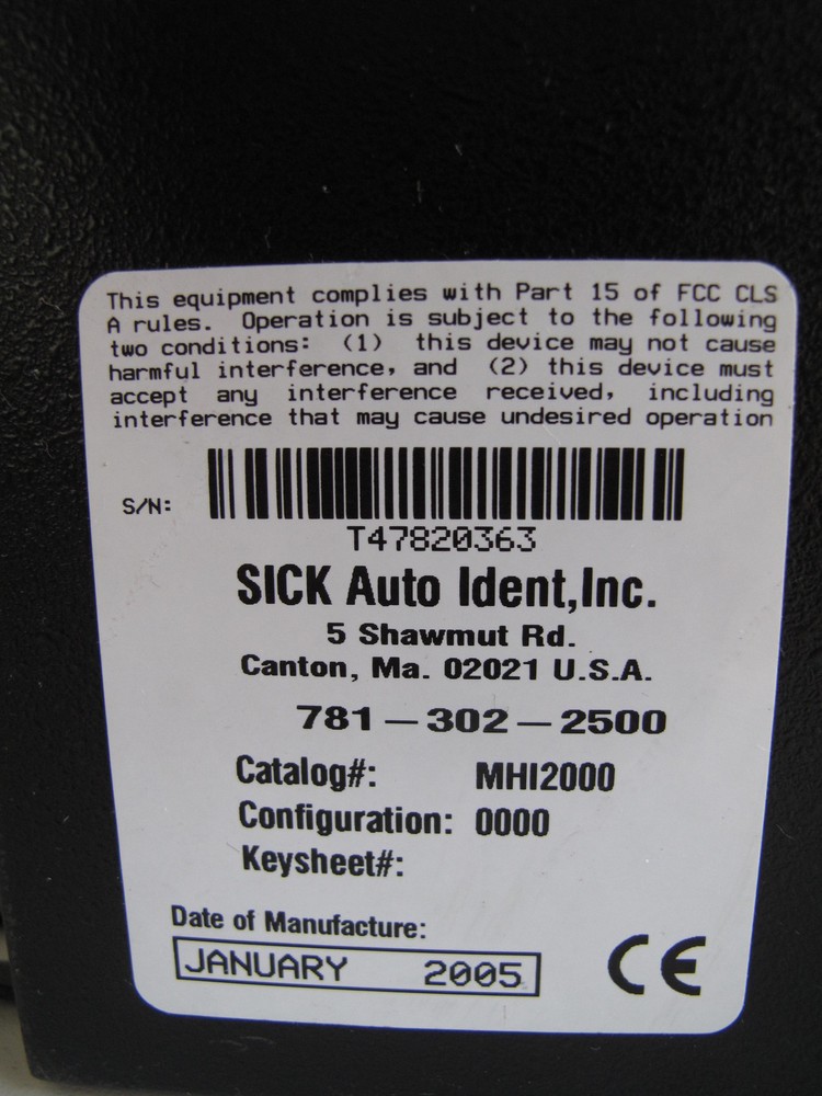 SICK MHI2000 OPTIC ELECTRONIC BARCODE DECODER