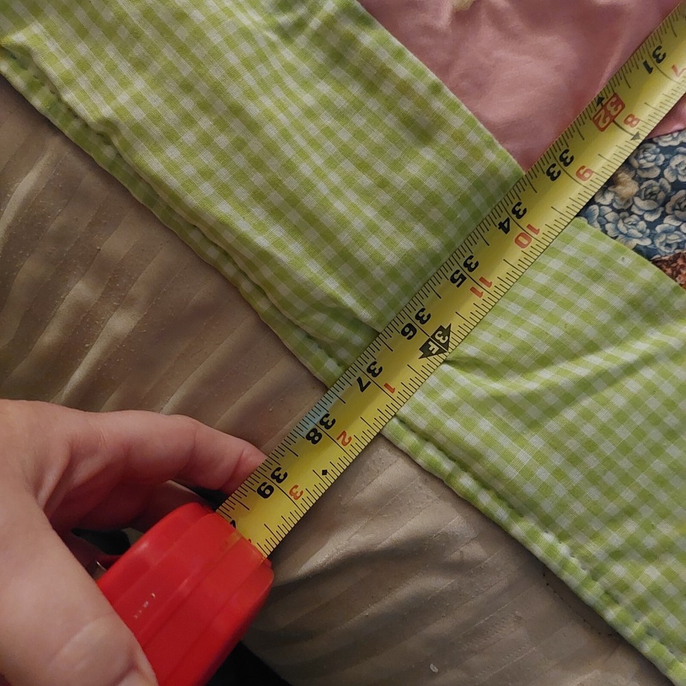 Vintage 90s Handmade Patchwork Quilt Blanket 38”x60”
