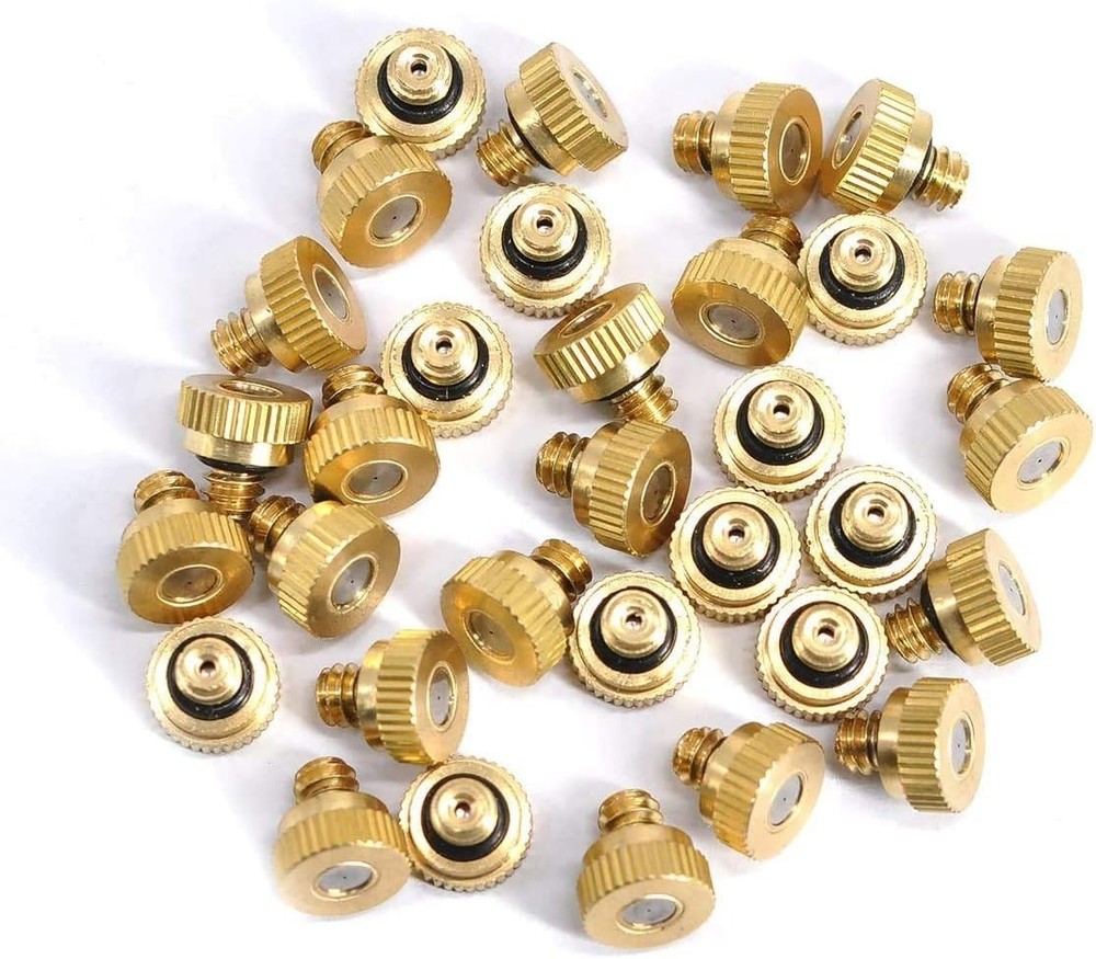 50PCS Brass Misting Nozzles for Efficient Outdoor Cooling – Durable & Easy Setup