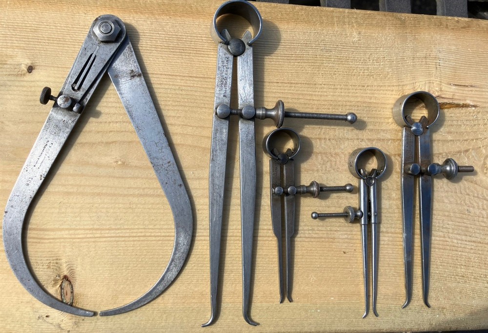 Five Vintage Moore & Wright Calipers and Dividers in Excellent Condition