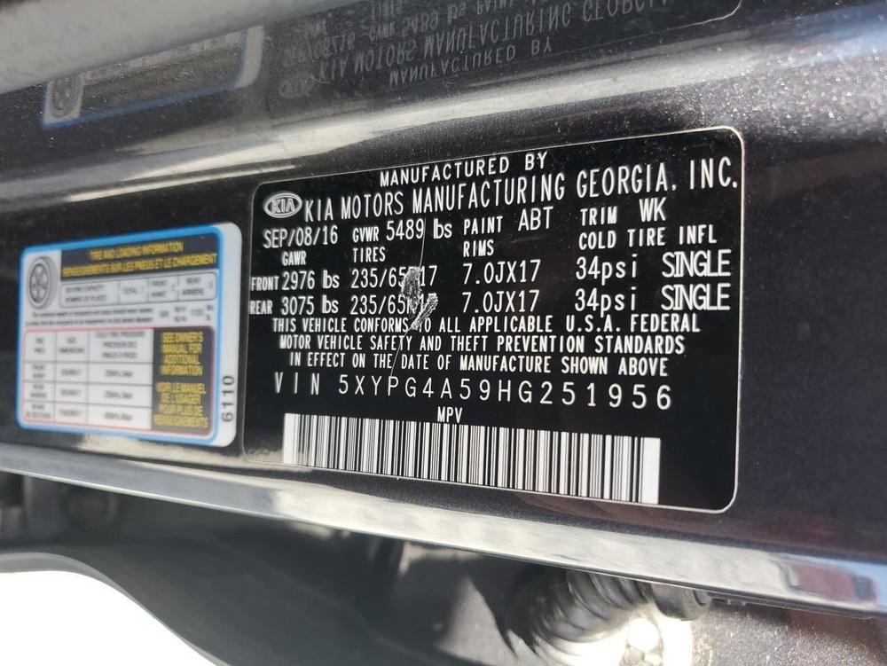 SORENTO 2017 Glove Box 4859333