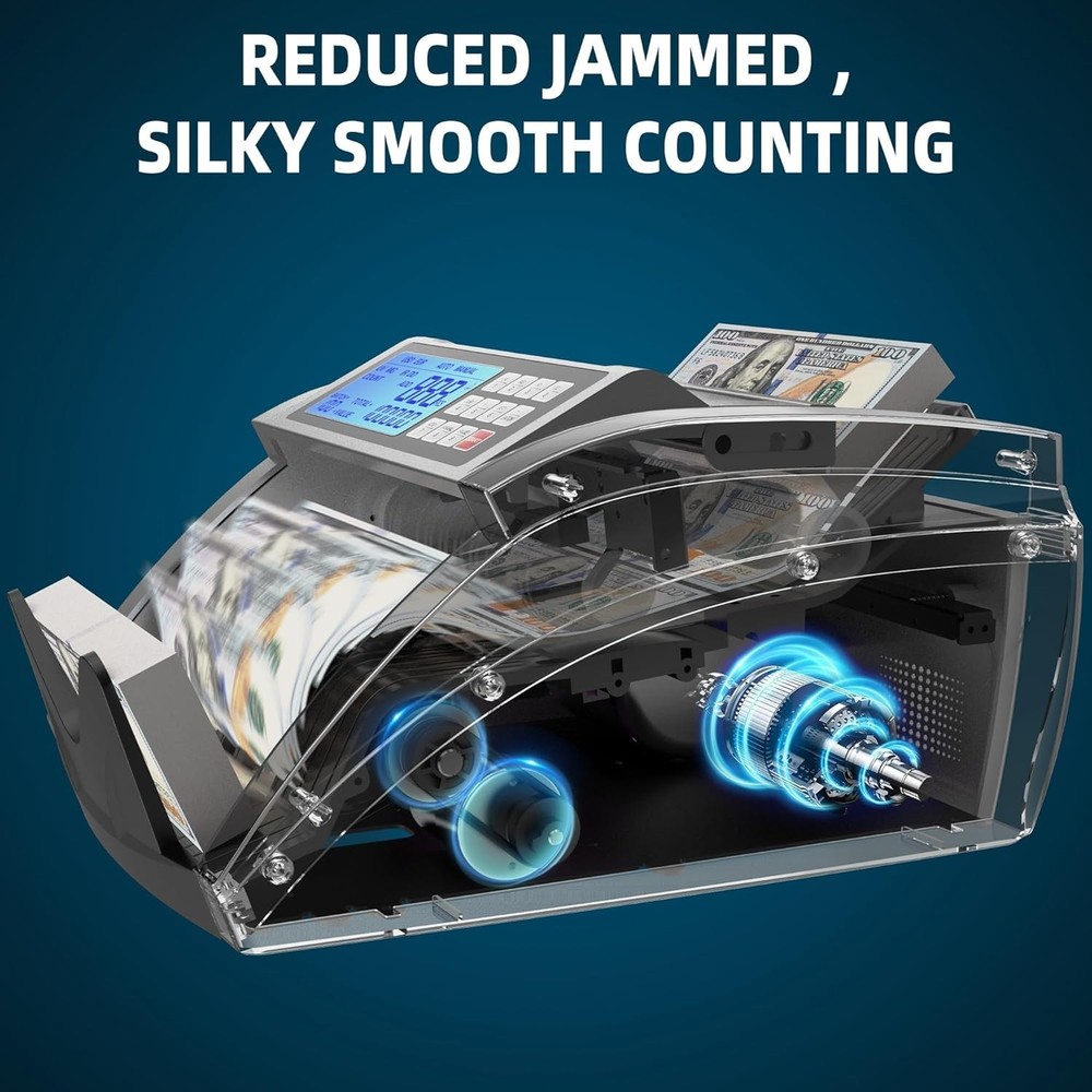 Money Counter Machine with 3.7" LCD & Advanced Counterfeit Detection