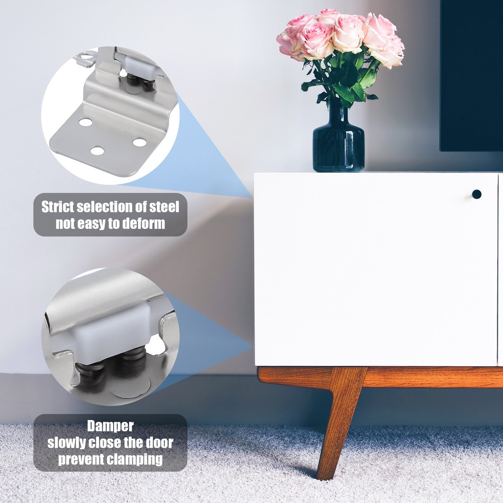 20PCS 3/8"Inset Kitchen Cabinet Hinges Self Closing Face Mount Cupboard Hinges