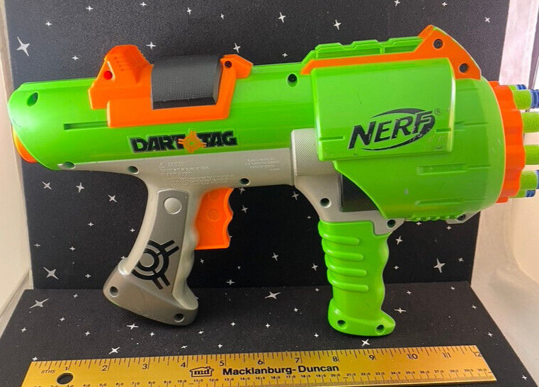 Nerf Green Dart Tag Hyperfire Rotating 10 Barrel Blaster 2005 Hasbro