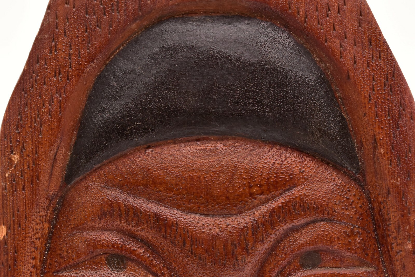 Vintage Inuit Alaskan Eskimo Carved Wood Face Plaque Portrait Mask 7" tall ATQ