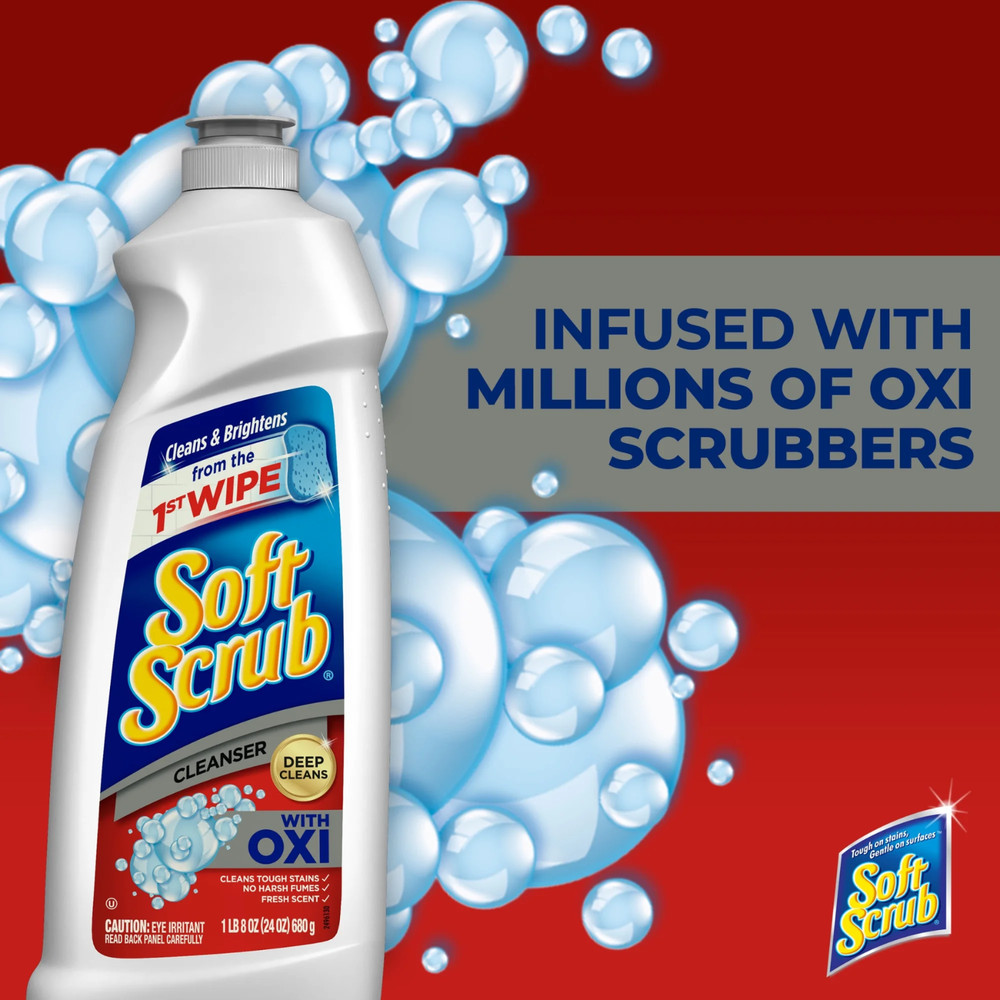 Soft Scrub Multi-Purpose Cleanser with OXI, Surface Cleaner, Deep Clean, 24 Oz