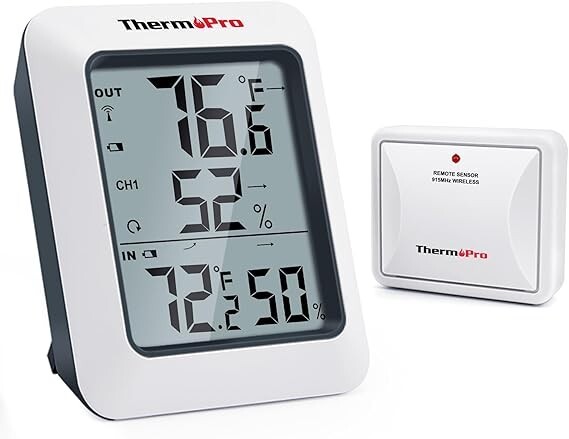 Thermopro TP60 Digital Hygrometer Indoor Outdoor Thermometer Wireless 500F Range