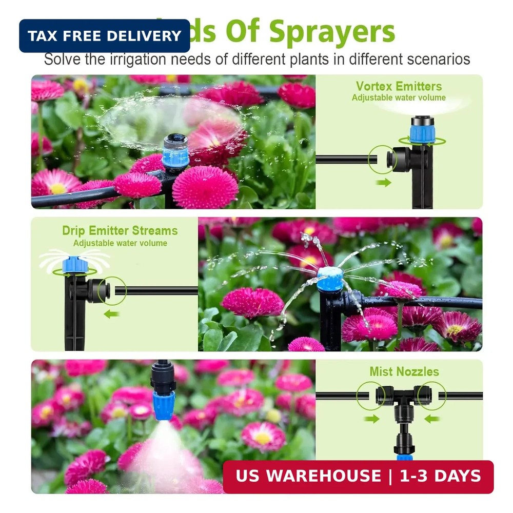 230FT New Quick-Connect Drip Irrigation System Kit, Automatic Garden Watering Mi