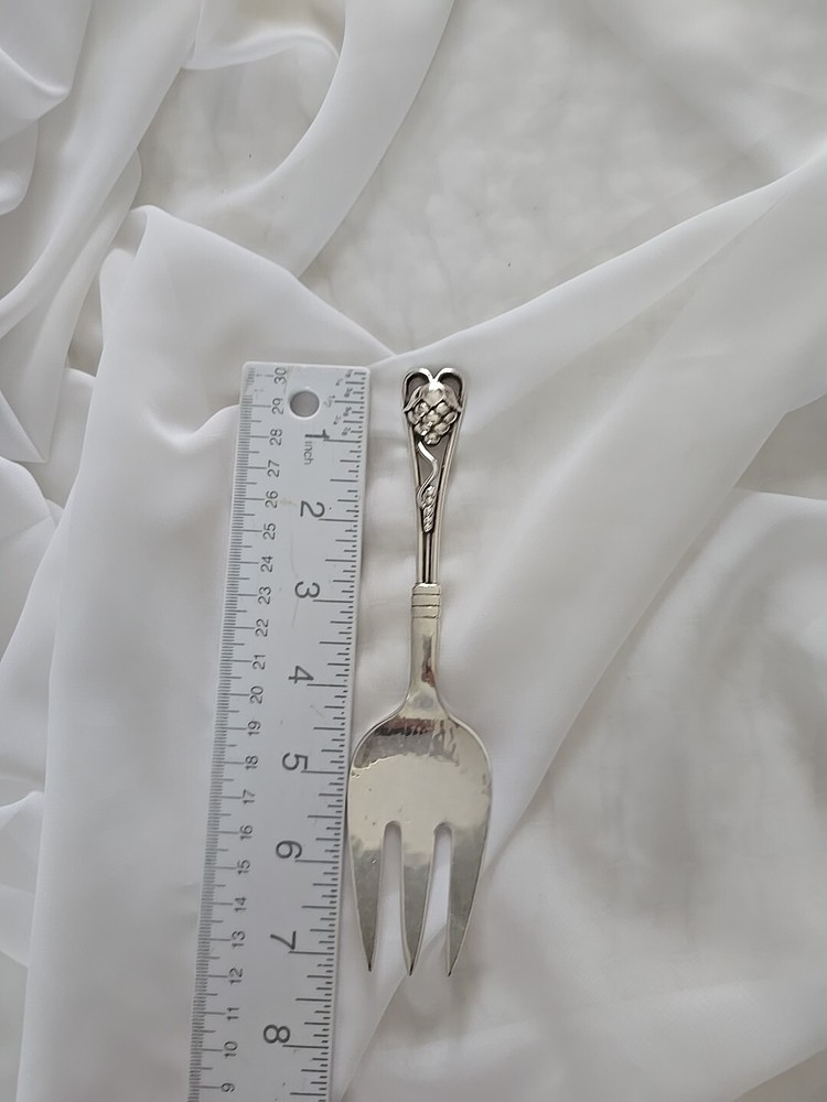 Georg Jensen Denmark #72 Grapes Sterling Silver 7" Serving Fork