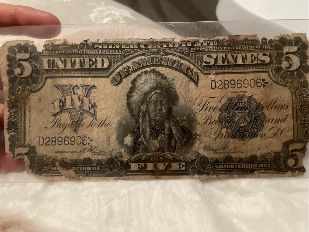 $5 1899 Silver certificate FR Large Size Note Indian Chief Circulated