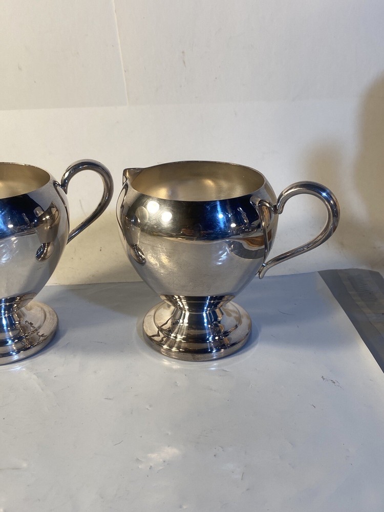 Blackington Creamer & Sugar Fine Silver Plate MCM