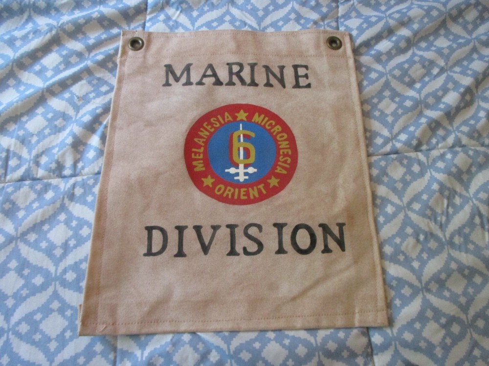 WWII USMC 6 TH MARINE DIVISION  BARRACK HQ    FLAG
