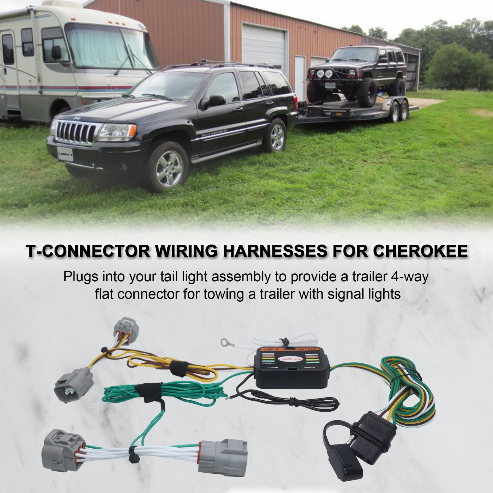For Jeep Cherokee 2014-2018 4 Way Flat Trailer Tow Harness Custom Fit Connector