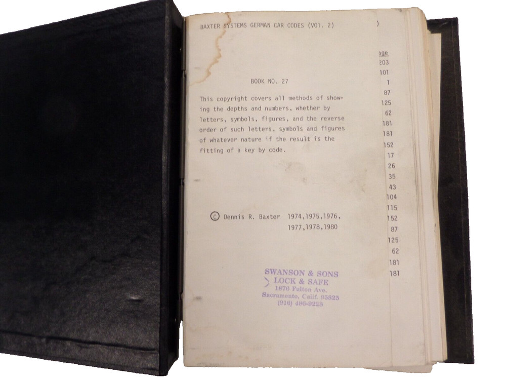 BAXTER GERMAN AUTO CODE BOOK USED GOOD SHAPE