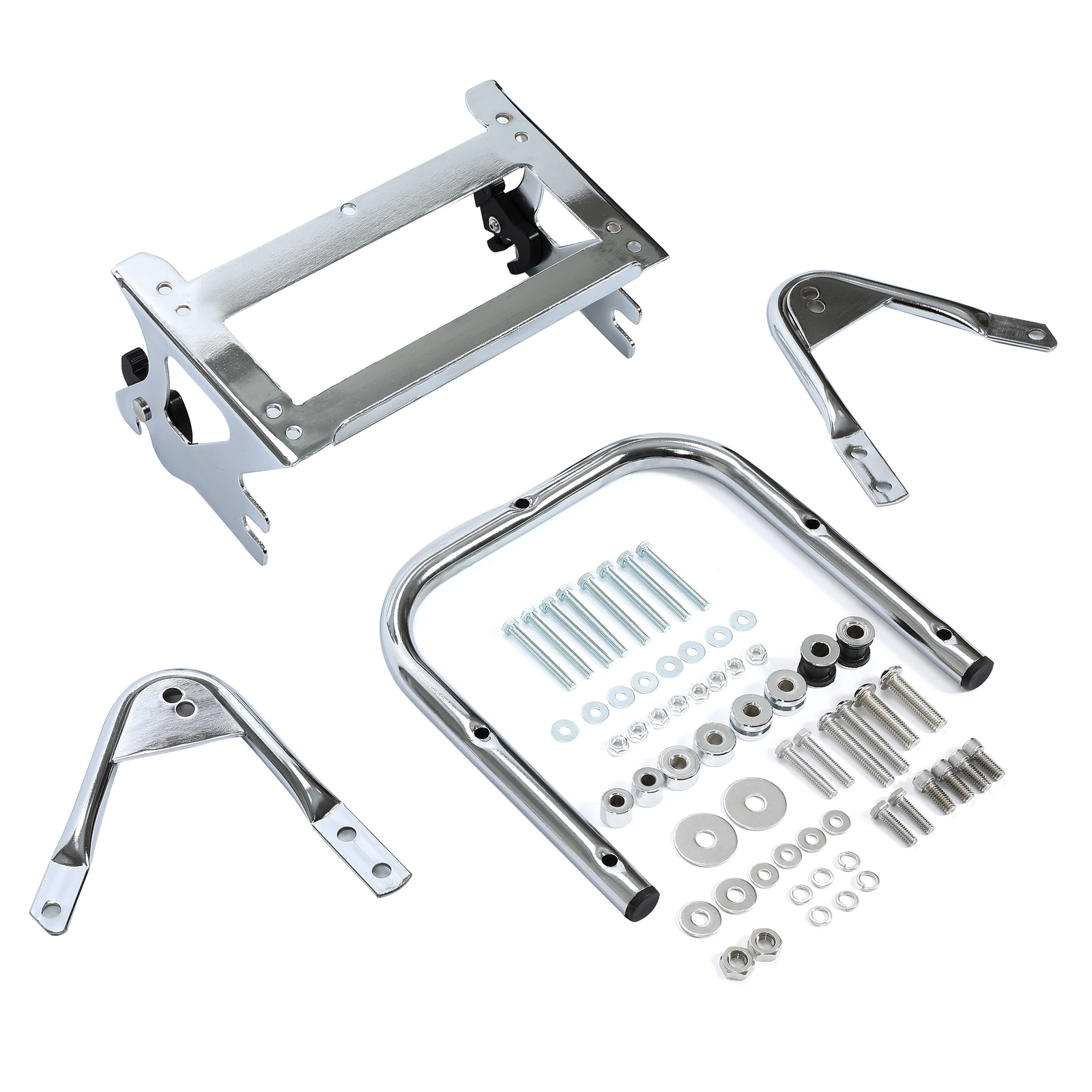 Detachable Two-Up Tour Pack Mount Luggage Rack +Docking For 97-08 Harley Touring